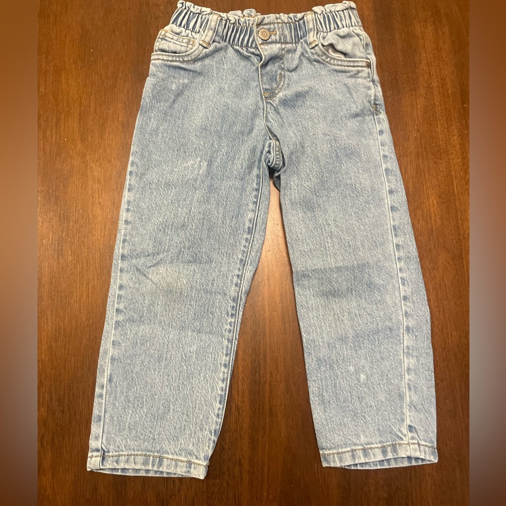 Cat & Jack Light Wash Jeans Toddler Girls Elastic Waist Denim Pants